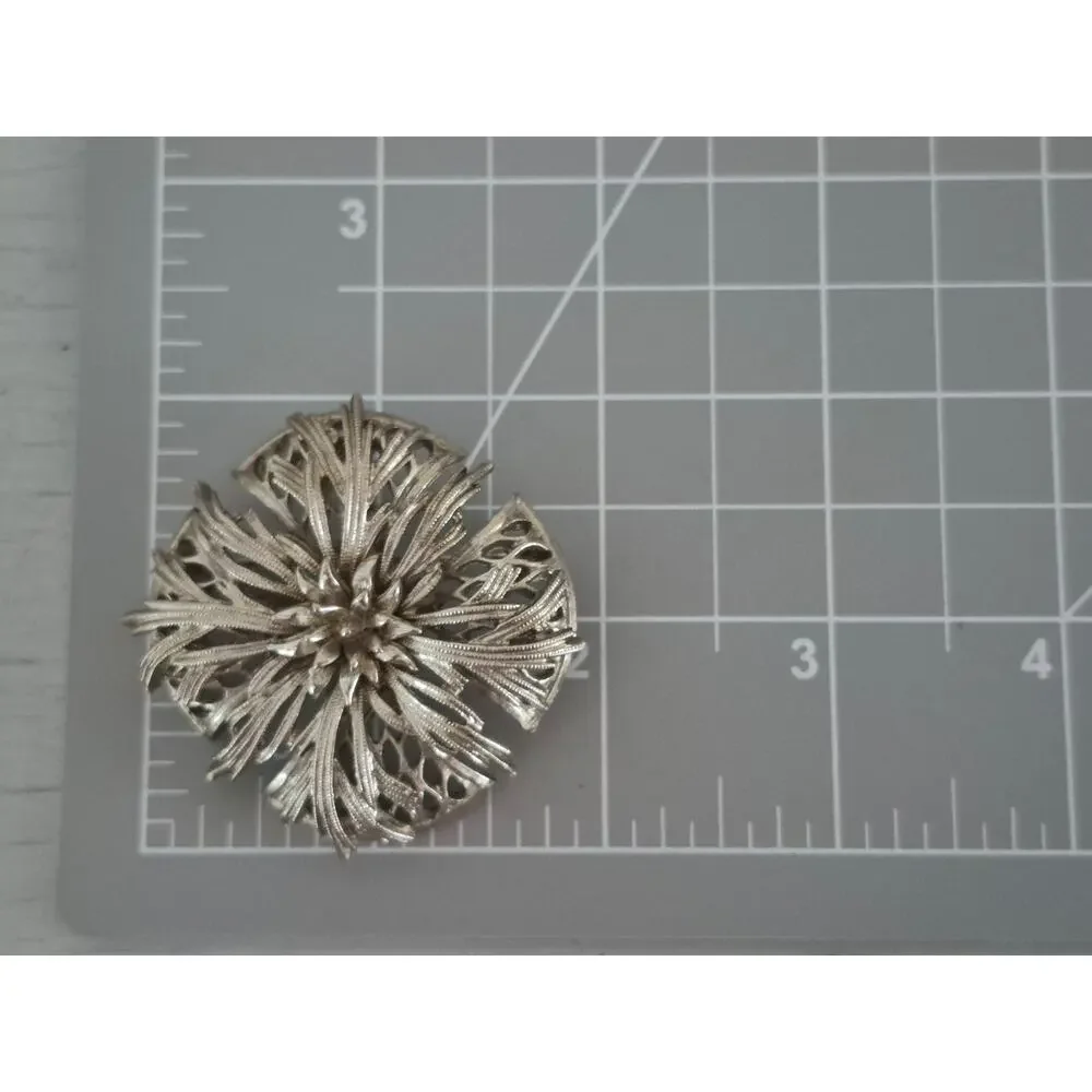 Vintage Lisner Silver-tone Maltese Cross Brooch Pin